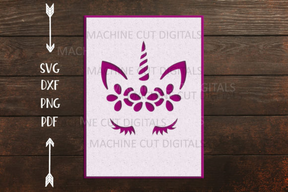 Birthday Unicorn Face with Flowers Card Graphics and Crafts
