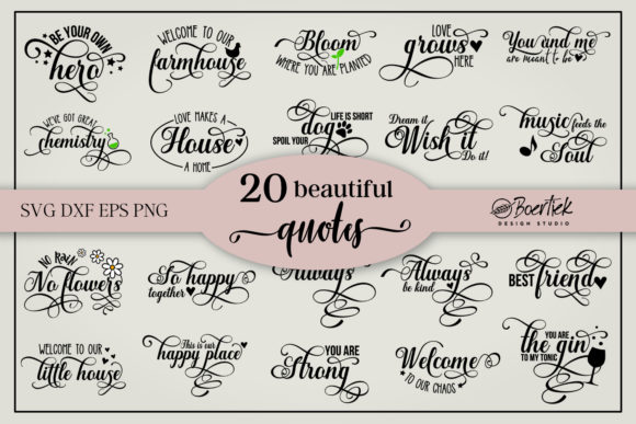 Bundle of 20 Beautiful Quotes Graphics for Crafts