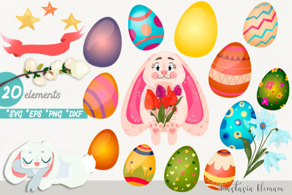 Easter Egg Hunt with Cute Bunny Vector Graphics