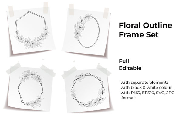 Flowers Rose Black White Line Art Set Graphics and Crafts Review