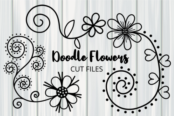 Hand Drawn Doodle Daisy Flower Cut Files for Graphics and Crafts