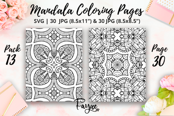 Mandala Adult Coloring Pages Pack 13 Graphics Review
