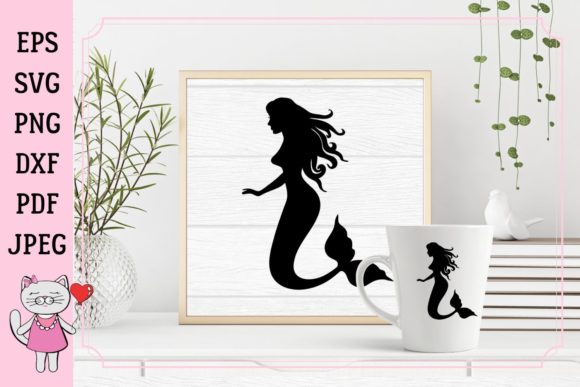 Mermaid Silhouette Graphics for Crafts and Branding