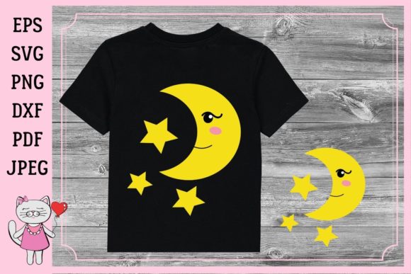 Moon and Stars Digital Clipart Graphics & T-Shirt Designs