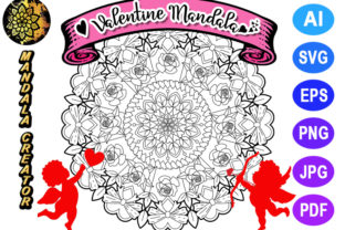 Valentine Mandala for Adult Coloring -02 Graphics