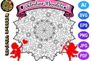 Valentine Mandala for Adult Coloring -05 Graphics