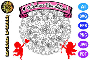 Valentine Mandala for Adult Coloring -13 Graphics and Coloring Pages