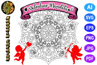 Valentine Mandala for Adult Coloring -18 Graphics and Coloring Pages