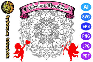 Valentine Mandala for Adult Coloring -24 Graphics