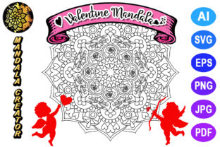Valentine Mandala for Adult Coloring -25 Graphics and Coloring Pages